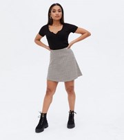 New Look Petite Black Check Mini Skirt
